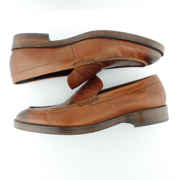COLE HAAN Cognac Brown Leather Slip-on Penny Loafers Men's Shoes 11 - Picture 4 of 7
